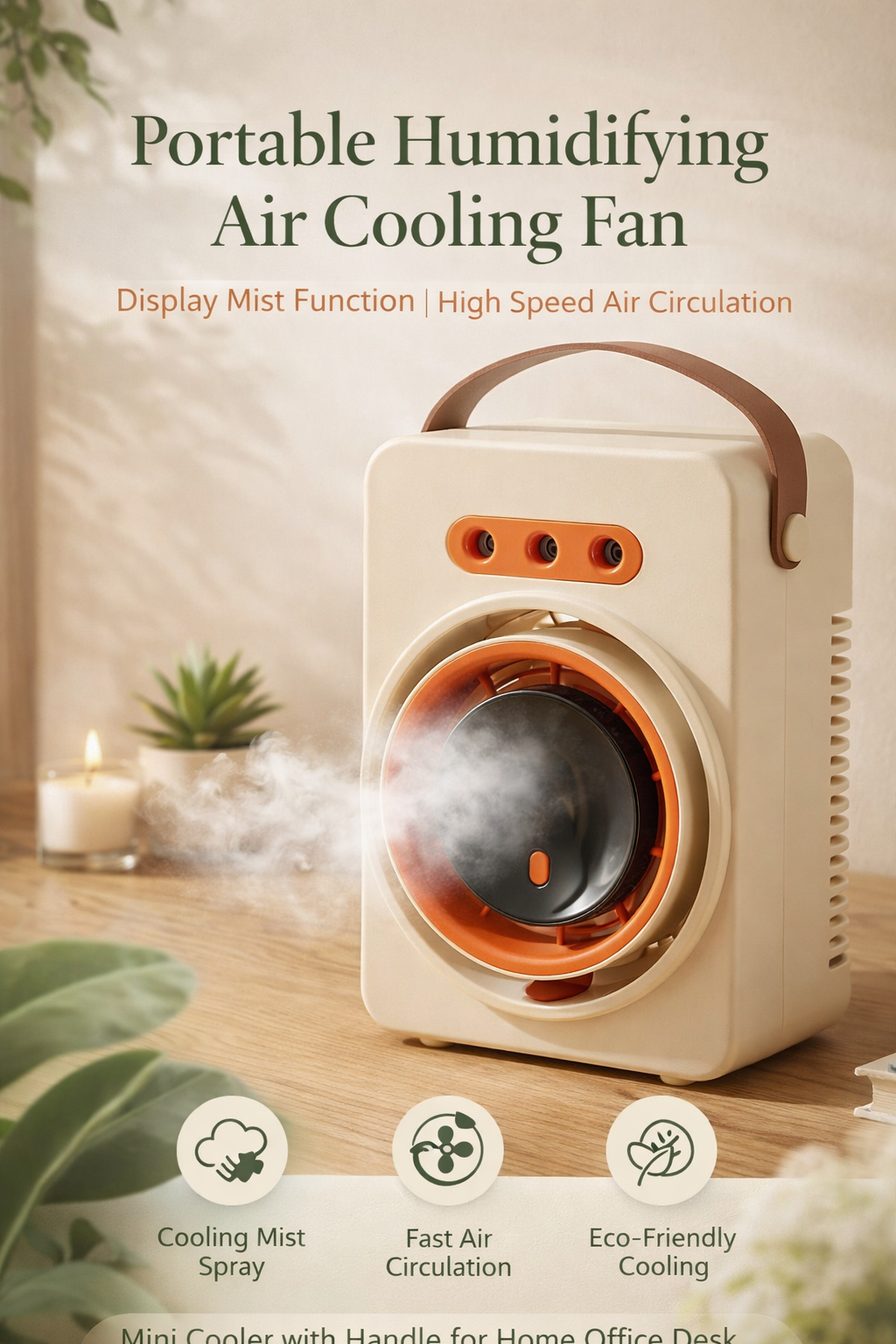 Portable Humidifying Air Cooling Fan With Display