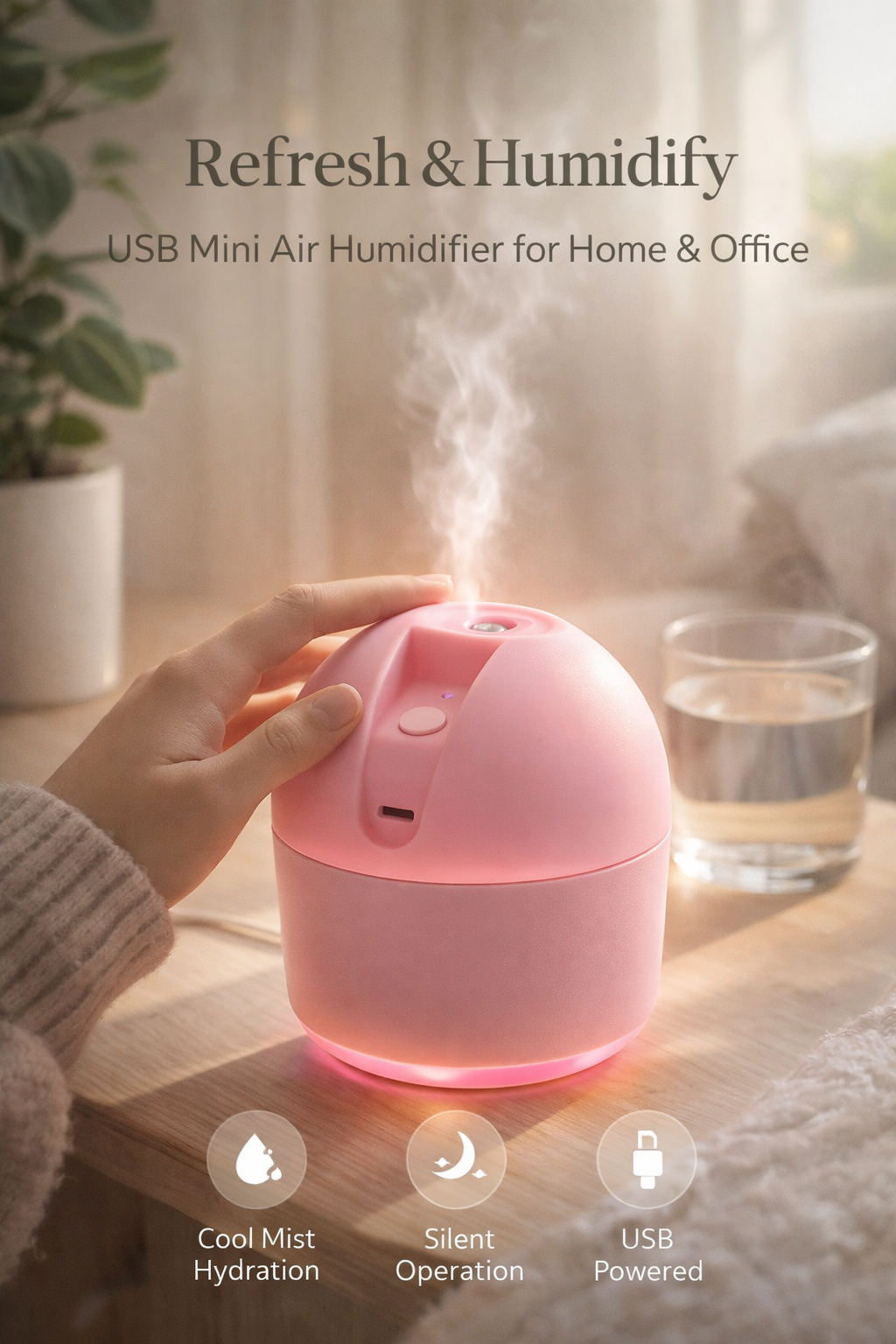 USB Mini Air Humidifier for Home and Office