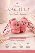 Cute Couple Bear Shape 2-in-1 Keychain Set of 2 Pieces