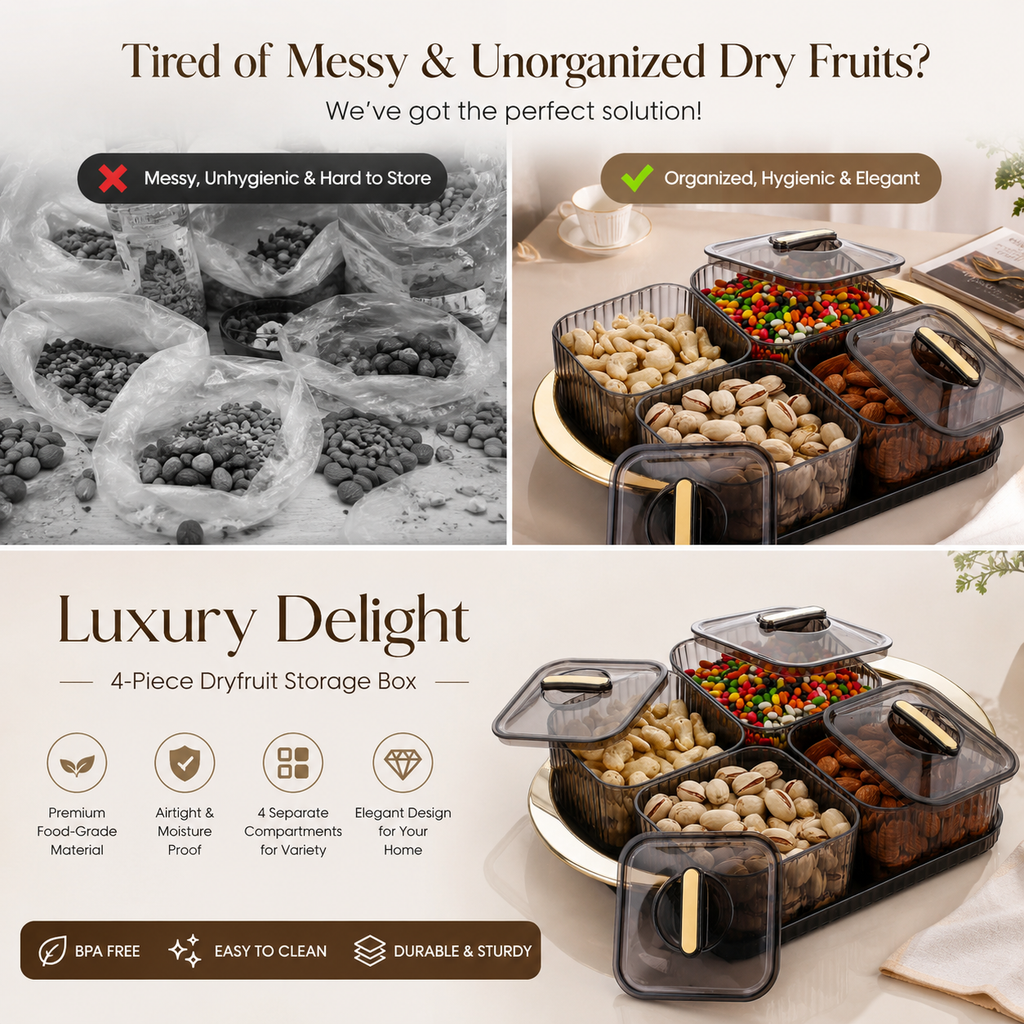 4-Compartment Dry Fruit Organizer- Premium storage solution