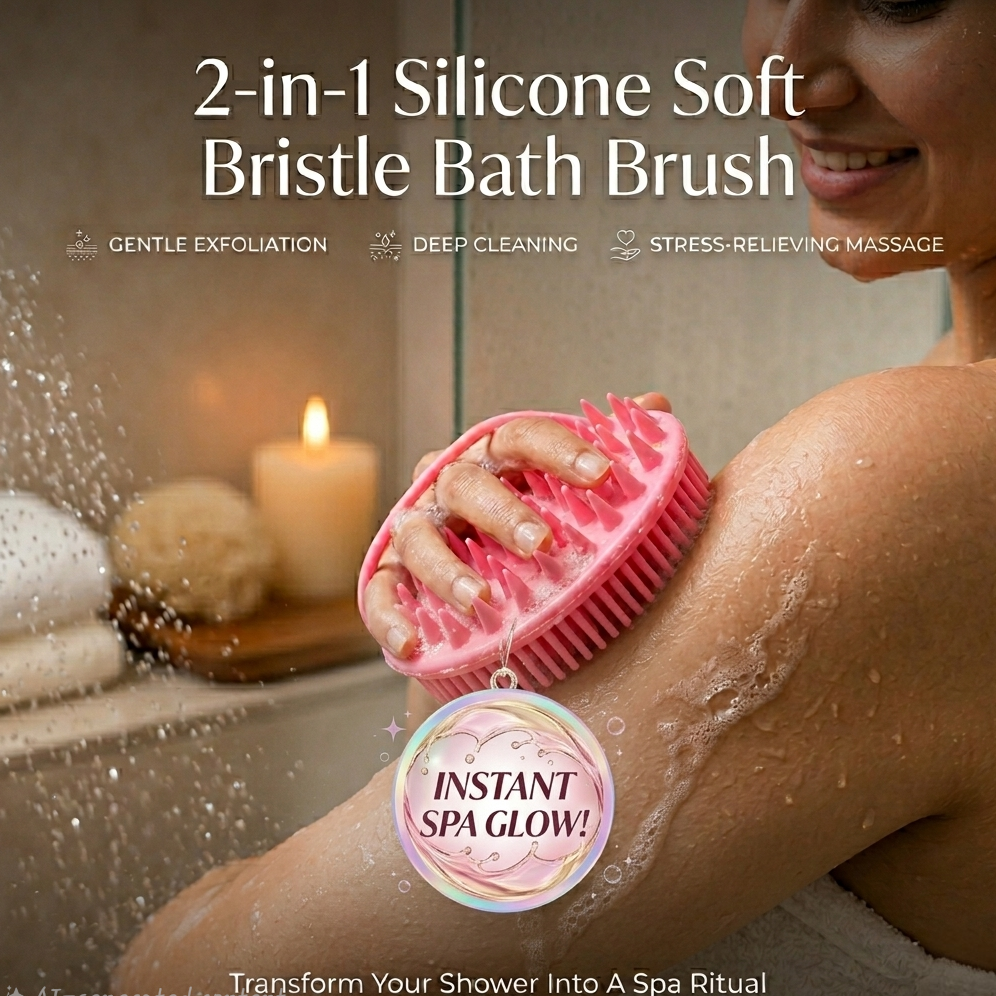 2-in-1 Silicone Soft Bristle Bath Brush
