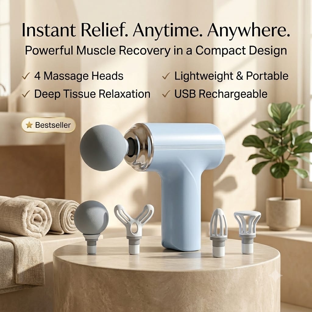 Electric Vibrating Massage Gun With Multiple Interchangeable Heads